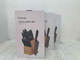 3 X D.PERLLA 15 PIECE KNIFE SETS MODEL: J40-15 (PLEASE NOTE: 18+YEARS ONLY. ID MAY BE REQUIRED): LOCATION - F2