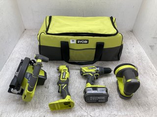 RYOBI 18V ONE+ CORDLESS COMBI DRILL , CIRCULAR SAW , RANDOM ORBITAL SANDER AND MULTI TOOL KIT MODEL: RCK184I-242S RRP - £229: LOCATION - E1