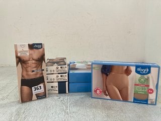 7 X ASSORTED SLOGGI MEN AND WOMEN UNDERWEAR PACKS IN BLACK , WHITE AND NUDE IN VARIOUS SIZES: LOCATION - F3