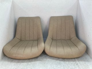 2 X FAUX LEATHER DININGS CHAIRS IN BEIGE: LOCATION - F7