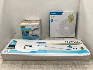 3 X ASSORTED POOL ITEMS TO INCLUDE INTEX KRYSTAL CLEAR POOL BASICS POOL DRAIN PUMP: LOCATION - F11