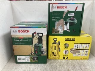 BOSCH HOME AND CAR KIT TO INCLUDE BOSCH UNIVERSAL AQUATAK 135 HIGH PRESSURE WASHER , KARCHER K2 HIGH PRESSURE WASHER: LOCATION - F13