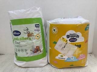 2 X ASSORTED BED ITEMS TO INCLUDE SILENT NIGHT ANTI ALLERGY SINGLE SIZE DUVET: LOCATION - F17