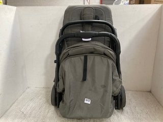 CHILDRENS FOLD DOWN STROLLER IN KHAKI AND BLACK: LOCATION - G3