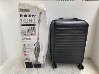 BELDRAY 14 IN 1 STEAM CLEANER TO INCLUDE HARDSIDE LUGGAGE SUITCASE IN BLACK: LOCATION - G4