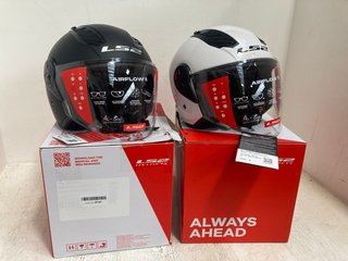 2 X LS2 OF 616 AIRFLOW II SOLID PROTECTIVE MOTORCYCLE HELMETS SIZE: S AND M: LOCATION - H1