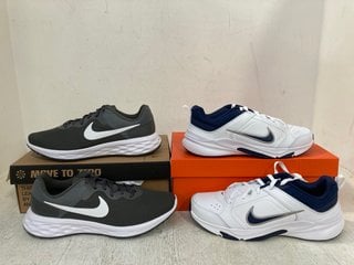 NIKE DEFY ALL DAY LACE UP TRAINERS IN WHITE/NAVY SIZE: 11 TO INCLUDE NIKE REVOLUTION 6 NN LACE UP TRAINERS IN IRON GREY/WHITE - SMOKE GREY SIZE: 11: LOCATION - G7