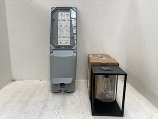 3 X BOXES OF ASSORTED ITEMS TO INCLUDE 2 X RECTANGULAR SHAPED OUTDOOR LANTERNS IN BLACK: LOCATION - G9