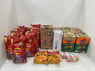 QTY OF ASSORTED CONSUMABLE ITEMS TO INCLUDE 2 X KETTLE MATURE CHEDDAR AND RED ONION POTATO CHIPS 130G BB: 09/24: LOCATION - G11