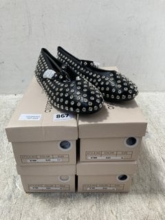 4 X LA BOTTINE SOURIANTE WOMENS JEWELLED LEATHER SLIP ON SHOES IN BLACK SIZE: 38 , 39 AND 40 EU: LOCATION - G16