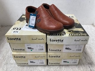 4 X LORETTA HAK LEATHER SLIP ON SHOES IN TAN SIZE: 4 AND 5: LOCATION - G16