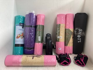 QTY OF ASSORTED SPORT ITEMS TO INCLUDE 7 X ASSORTED COLOUR FOAM YOGA MATS: LOCATION - H2