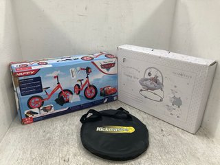 3 X ASSORTED ITEMS TO INCLUDE HUFFY PIXAR CARS PRINTED 12'' BALANCE BIKE FOR CHILDREN: LOCATION - E18