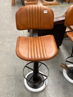 NKUKU NARWANA LEATHER BAR CHAIR IN TAN - RRP £350: LOCATION - B5