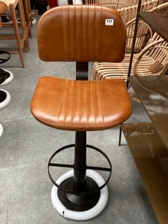 NKUKU NARWANA LEATHER BAR CHAIR IN TAN - RRP £350: LOCATION - B5