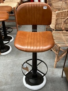 NKUKU NARWANA LEATHER BAR CHAIR IN TAN - RRP £350: LOCATION - B5