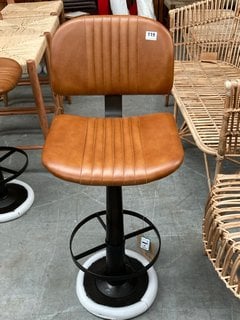 NKUKU NARWANA LEATHER BAR CHAIR IN TAN - RRP £350: LOCATION - B5