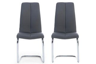 GIANNI GREY FAUX LEATHER HOOP LEG DINING CHAIR - PAIRS - RRP £260: LOCATION - C2