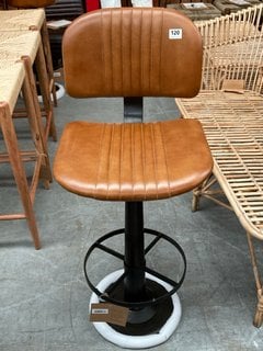 NKUKU NARWANA LEATHER BAR CHAIR IN TAN - RRP £350: LOCATION - B5