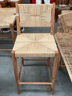 NKUKU LOHANDA BAR CHAIR IN NATURAL ACACIA AND WOVEN FINISH - RRP £350: LOCATION - B5