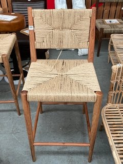 NKUKU LOHANDA BAR CHAIR IN NATURAL ACACIA AND WOVEN FINISH - RRP £350: LOCATION - B5