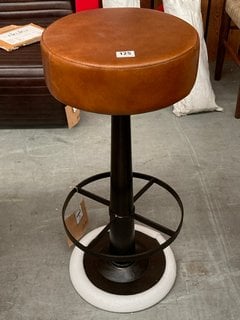 NKUKU NARWANA LEATHER BAR STOOL IN TAN - RRP £250: LOCATION - B5