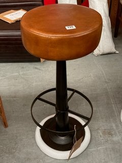 NKUKU NARWANA LEATHER BAR STOOL IN TAN - RRP £250: LOCATION - B5