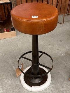 NKUKU NARWANA LEATHER BAR STOOL IN TAN - RRP £250: LOCATION - B5