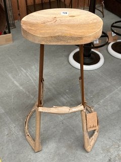 NKUKU LOKO TALL STOOL IN NATURAL MANGO WOOD FINISH - RRP £195: LOCATION - B5