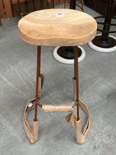 NKUKU LOKO TALL STOOL IN NATURAL MANGO WOOD FINISH - RRP £195: LOCATION - B5