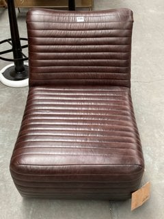 NKUKU NAVYA RIBBED LEATHER CHAIR IN CHOCOLATE BROWN LEATHER: LOCATION - B5