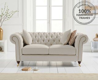 KENSINGTON IVORY LINEN 2 SEATER SOFA - RRP £799: LOCATION - C2