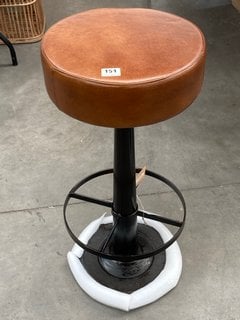 NKUKU NARWANA LEATHER BAR STOOL IN TAN - RRP £250: LOCATION - B8