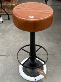 NKUKU NARWANA LEATHER BAR STOOL IN TAN - RRP £250: LOCATION - B8