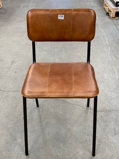 NKUKU UKARI DINING CHAIR IN TAN LEATHER - RRP £230: LOCATION - B8