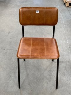 NKUKU UKARI DINING CHAIR IN TAN LEATHER - RRP £230: LOCATION - B8