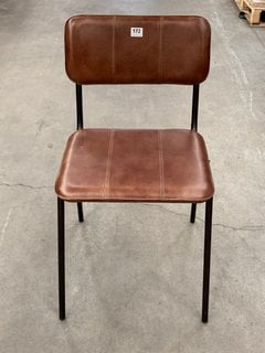 NKUKU UKARI DINING CHAIR IN BROWN LEATHER - RRP £230: LOCATION - B8