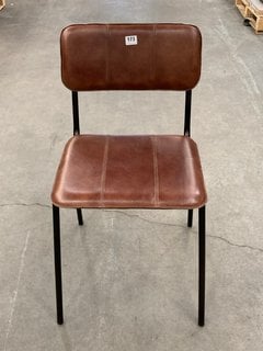 NKUKU UKARI DINING CHAIR IN BROWN LEATHER - RRP £230: LOCATION - B8