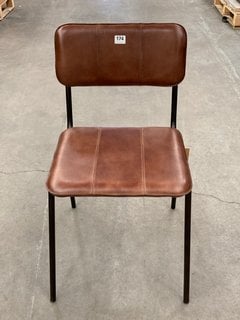 NKUKU UKARI DINING CHAIR IN BROWN LEATHER - RRP £230: LOCATION - B8