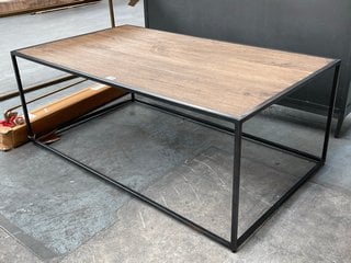 NKUKU RISHIN GROOVED WOOD COFFEE TABLE IN NATURAL AND GUN METAL FINISH - RRP £495: LOCATION - B8