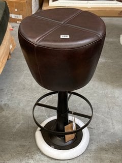 NKUKU DESHAN LEATHER BAR STOOL IN CHOCOLATE BROWN - RRP £295: LOCATION - B9