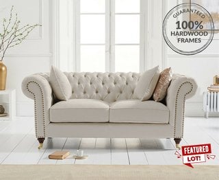 KENSINGTON IVORY LINEN 2 SEATER SOFA - RRP £799: LOCATION - C2