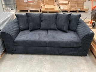 CORD STYLE LARGE 3 SEATER SOFA IN MIDNIGHT BLUE CORD FABRIC: LOCATION - D7