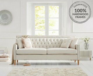 CHARTWELL/HIGHFIELD IVORY FABRIC 3 SEATER SOFA - RRP £799: LOCATION - C4