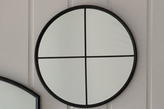 ELIZABETH SMALL BLACK ROUND WALL MIRROR - RRP £124.99: LOCATION - A6