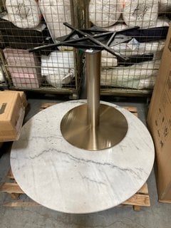 JEWEL ROUND DINING TABLE IN NICKEL AND WHITE MARBLE FINISH: LOCATION - A6 (KERBSIDE PALLET DELIVERY)