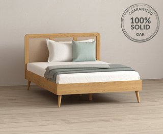 OAK/ARIANA RATTAN DOUBLE BED - RRP £649: LOCATION - C8