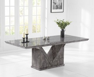 MILAN 220CM GREY MARBLE DINING TABLE - RRP £1099: LOCATION - C8