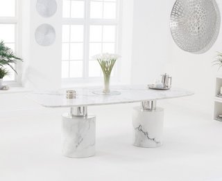 ANTONIO/ADELINE 220CM WHITE MARBLE DINING TABLE - RRP £1399: LOCATION - C8