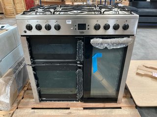 BEKO 90CM DUAL FUEL RANGE COOKER IN STAINLESS STEEL: MODEL BDVF90X - RRP £699: LOCATION - A3